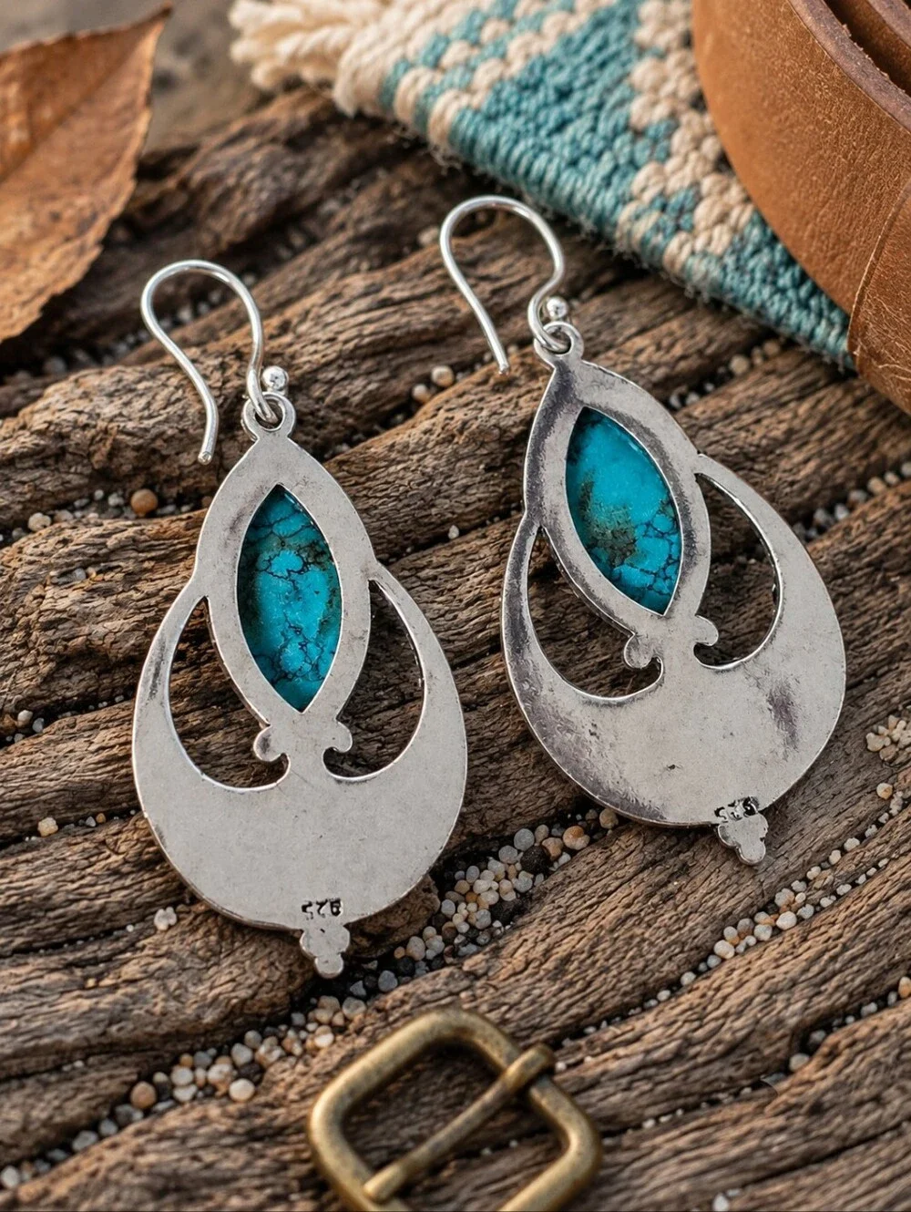 Turquoise Chandelier Earrings 925 Sterling Silver Boho Western Santa Fe 2.2
